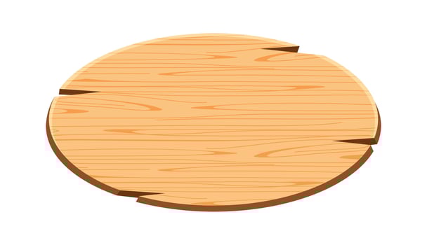 ellipse plank for signage isolated on white, wood sign oval shape, empty wooden signpost for copy space, round wooden for message text, wood plank brown clip art vector