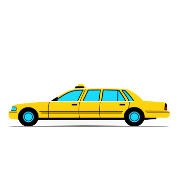 Classic Yellow Sedan Car with Blue Tires and Retro Look png