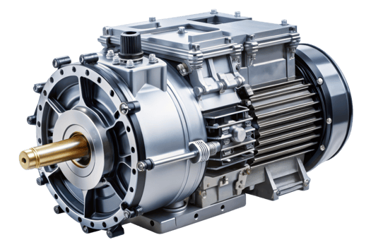 Powerful industrial electric motor for machinery drive isolated on a transparent background png
