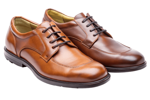 Classic leather dress shoes for formal menswear style isolated on a transparent background png