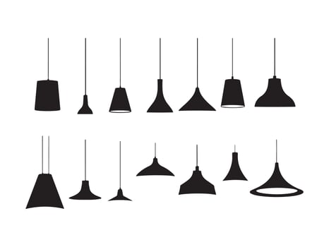 Collection of Modern Pendant and Lamp Silhouettes vector