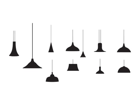 Collection of Modern Pendant Lamp Silhouettes vector