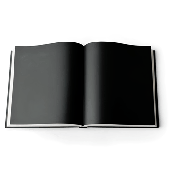 Open Book with Black Pages and White Background png