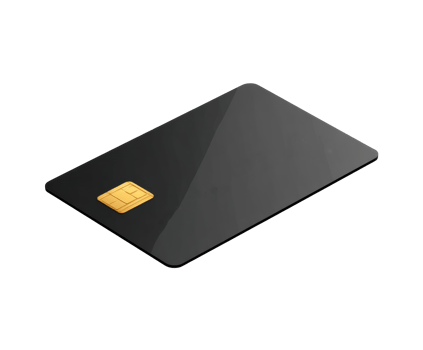 Black SIM card on a sleek surface for mobile connectivity png