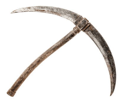 Vintage agricultural tool for harvesting crops in rural settings png