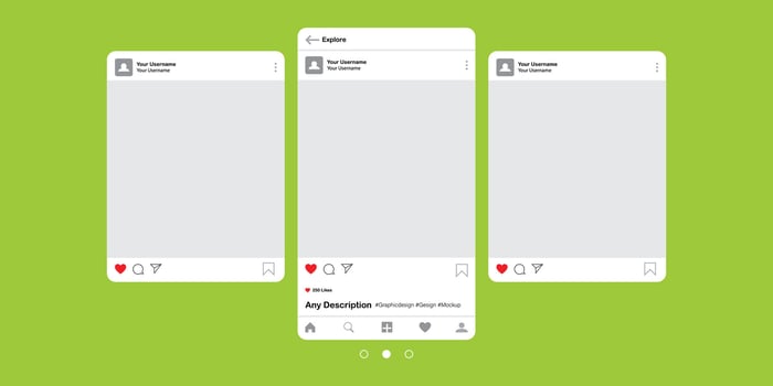 A mockup of three blank social media posts for design inspiration, ideal for Instagram or similar platforms vector