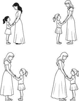 Mother and Daughter Silhouette vector