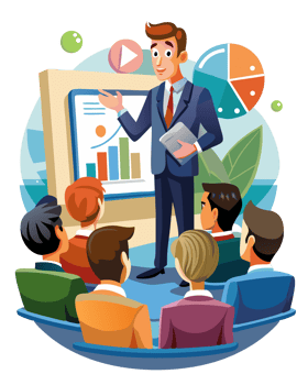 Office Worker Explaining Strategy in Transparent Background png