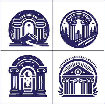 illustration of a Greek column, an architectural symbol of ancient Europe, often seen as an icon in city landmarks and historic monuments vector