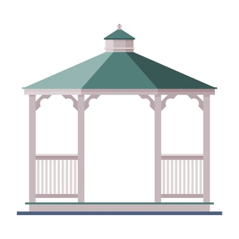 Wooden Garden or Park Gazebo, Urban Infrastructure Design Element, Flat Style Illustration on White Background vector