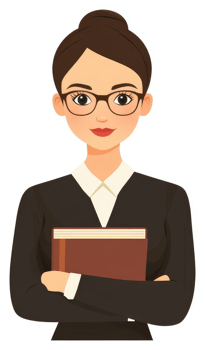 A professional woman in a business suit holding a book. png