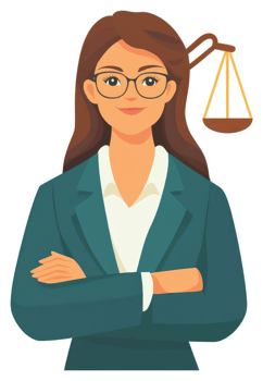A confident female lawyer in a teal business suit. png