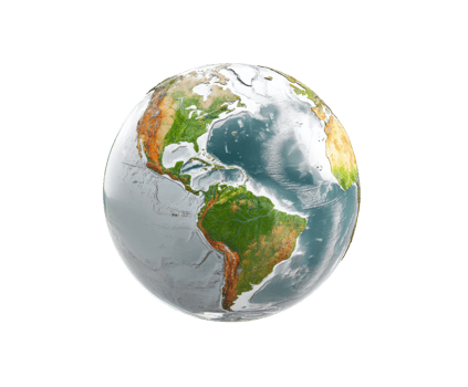 A beautiful view of the globe highlighting continents and oceans png