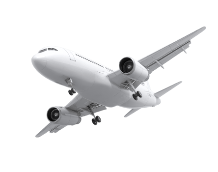 Jet aircraft flying high above and preparing for landing png