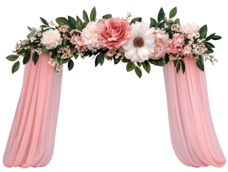 Elegant floral arch decoration for wedding ceremonies and events png