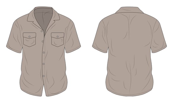 Men's cotton casual shirt mockup front and back view vector