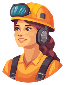A female worker in protective gear, possibly a miner or construction worker. png