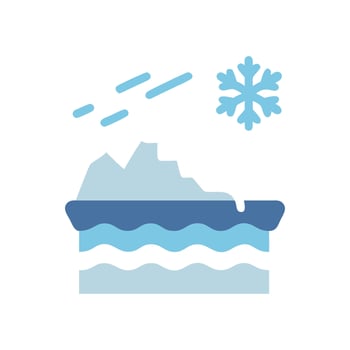 Winter Mountain and Sea Illustration with Snowflake Design vector