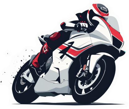 A fast motorcycle racer in motion, showcasing speed and style. png