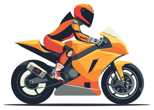 A vibrant illustration of a motorcycle racer in action. png