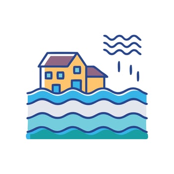 Icon Illustration of House Flooding After a Natural Disaster vector