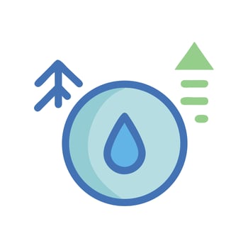 Water Level Rise Icon, Climate Change, Blue and Green vector