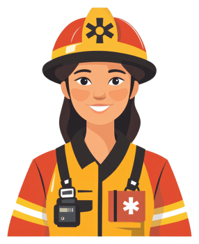 A female firefighter or emergency medical technician in uniform. png