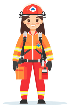 A cheerful paramedic in protective gear, ready for action. png