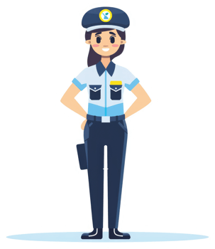 A female security guard in a uniform. png