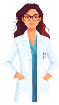 A female doctor in a white coat, ready to provide care. png