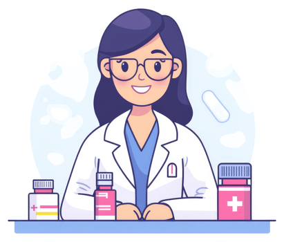A friendly female doctor, ready to assist patients with their medical needs. png