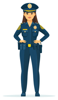 A confident female police officer in uniform. png