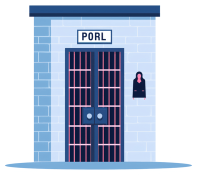 A stylized illustration of a prison cell entrance. png