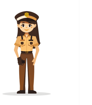 A cartoon illustration of a female uniformed officer. png