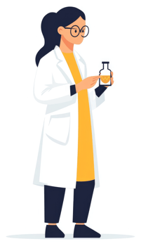 A female scientist examines a laboratory sample. png