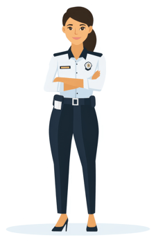 A confident female security guard in professional uniform. png