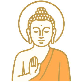 Simple Buddha illustration with halo and raised hand gesture png