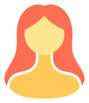 A simple stylized icon of a woman with reddish-orange hair. png
