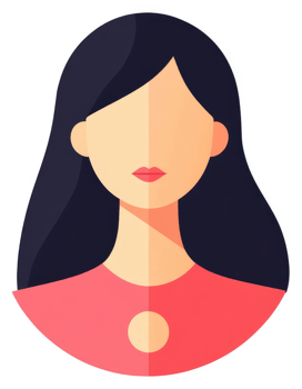 A stylized illustration of a woman's head and shoulders. png