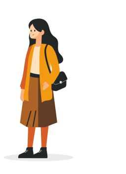 A young woman in stylish autumn attire, ready for a day of activities. png