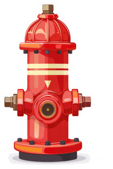 A vibrant red fire hydrant stands tall, ready for emergency use. png
