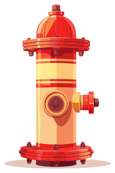 A vibrant illustration of a classic red and cream fire hydrant. png