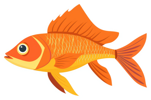 A vibrant orange and yellow fish with detailed scales. png