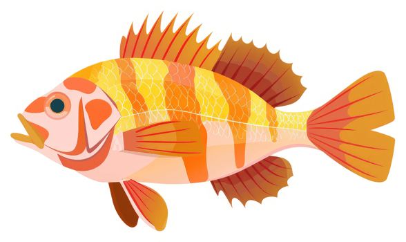 Vibrant illustration of a colorful striped fish. png