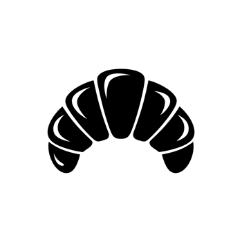 A minimalist black silhouette illustrates the iconic shape of a croissant cutouts png