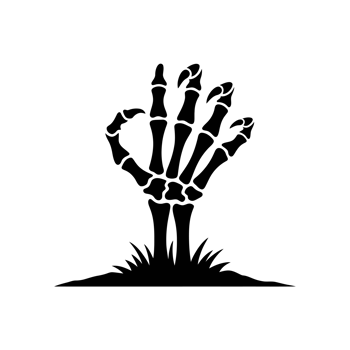 A skeletal hand emerges from the ground, positioned with fingers spread wide. cutouts png