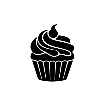 A black silhouette of a cupcake with a spiral frosting design sits against cutouts png
