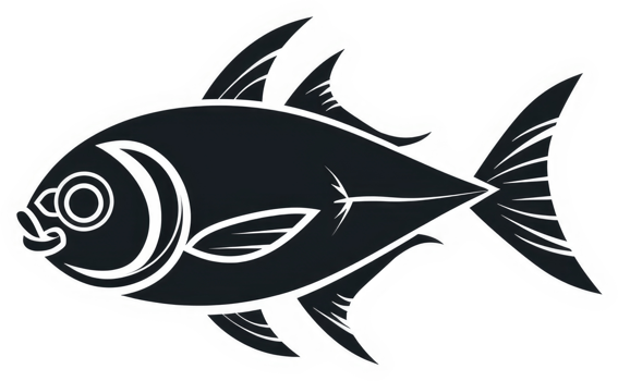 A stylized graphic illustration of a fish. png