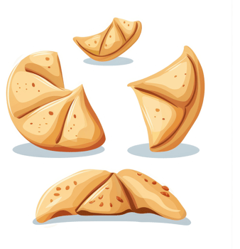 Illustration of assorted triangular baked goods. png