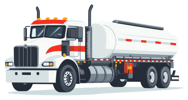 A large white tanker truck transporting liquid cargo. png